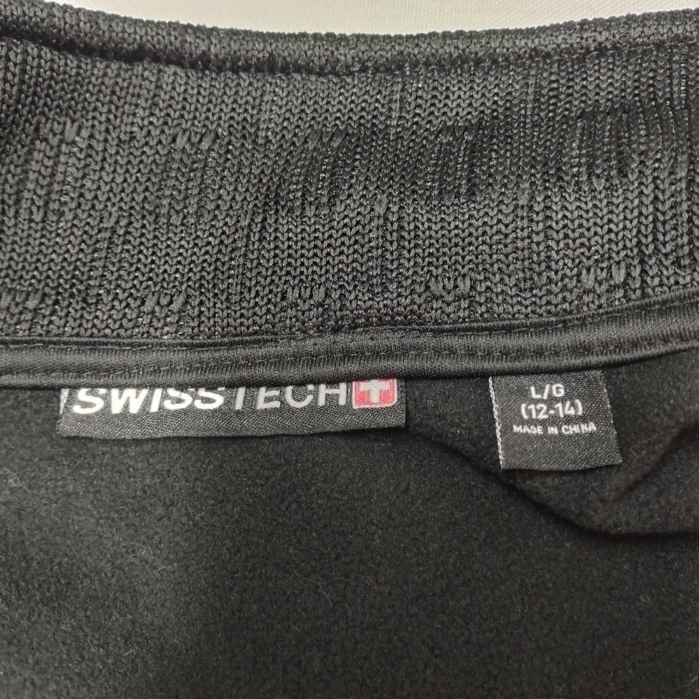 Swiss Tech Men's 2-Tone Dual Fabric Black Zip Up Jacket Size L